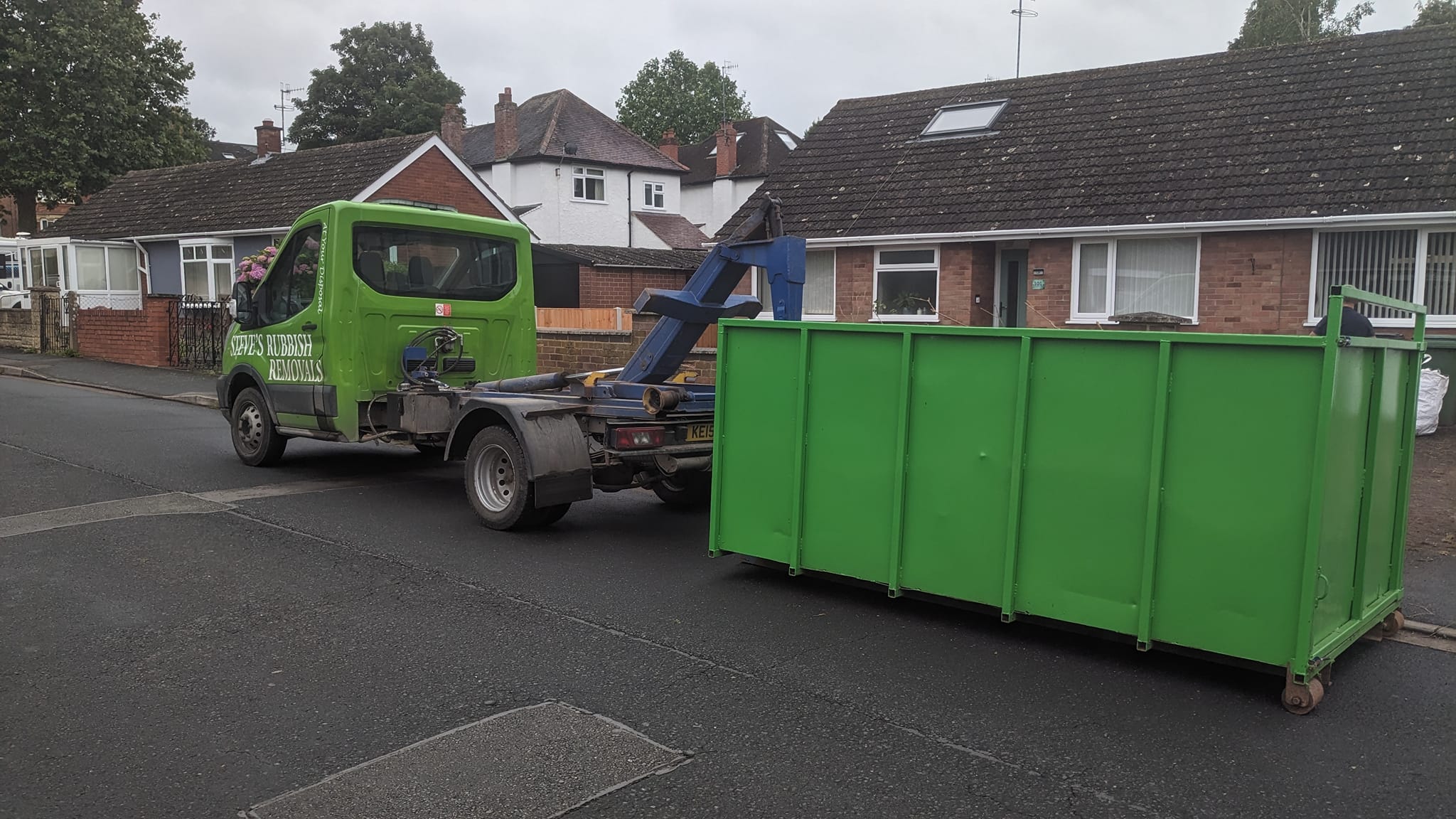 Steve's Rubbish Removals truck and bin in Worcester